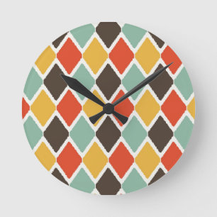Modern ikat tribal fashion pattern round clock