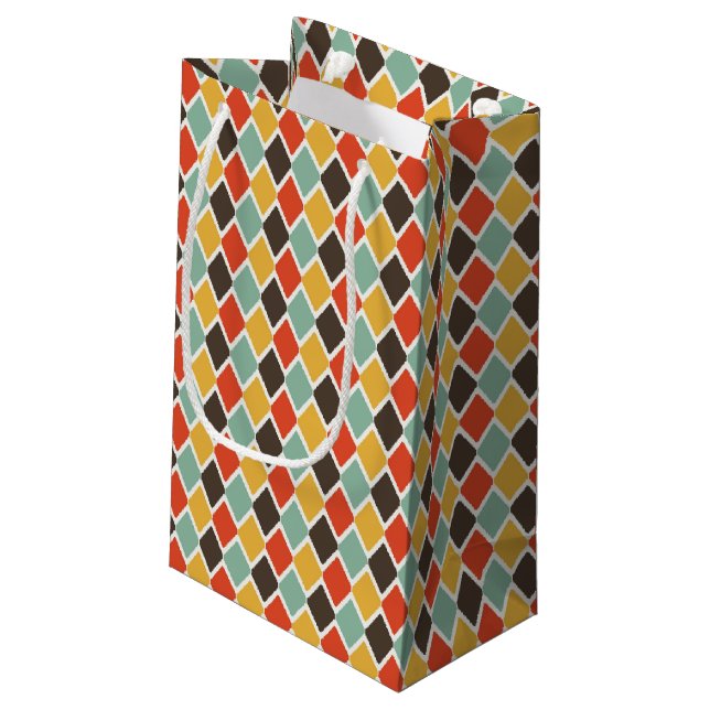 Modern ikat tribal fashion pattern small gift bag (Back Angled)