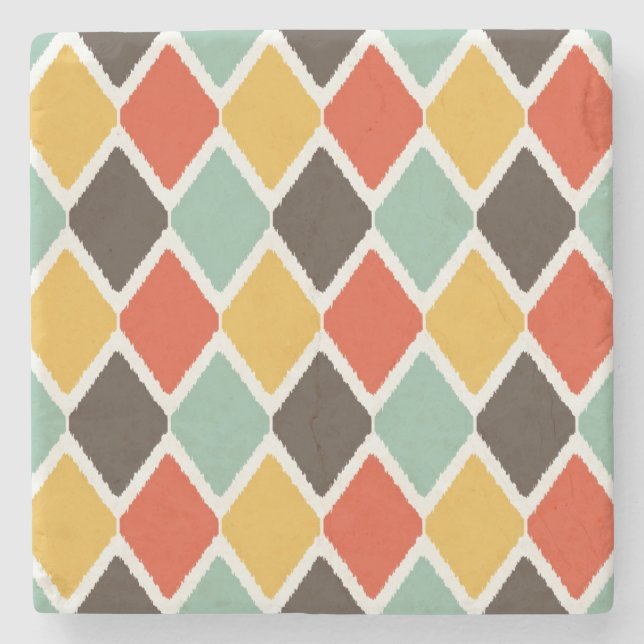 Modern ikat tribal fashion pattern stone coaster (Front)
