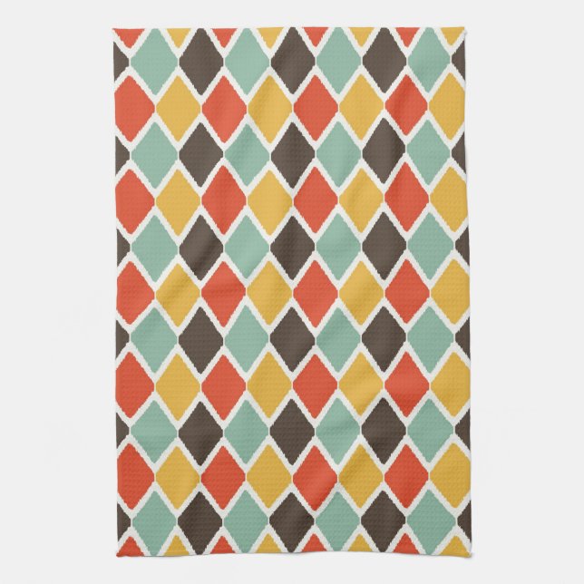 Modern ikat tribal fashion pattern tea towel (Vertical)