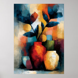 Modern Ikebana Japanese Geometric Floral Art Poster