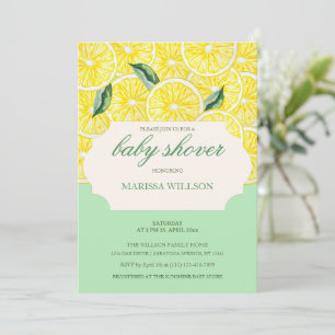 Modern Illustrated Lemon Slices Watercolor Art Invitation