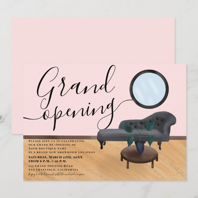 Modern illustration beauty salon grand opening invitation (Front/Back)