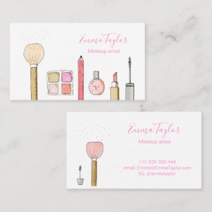 Modern illustration makeup artist business cards