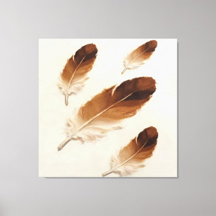 Modern Impasto Textured Brown Feather Oil Art Canvas Print