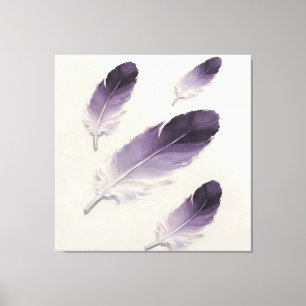 Modern Impasto Textured Purple Feather Oil Art Canvas Print