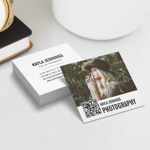 Modern Impression   QR Code Photographer Square Business Card