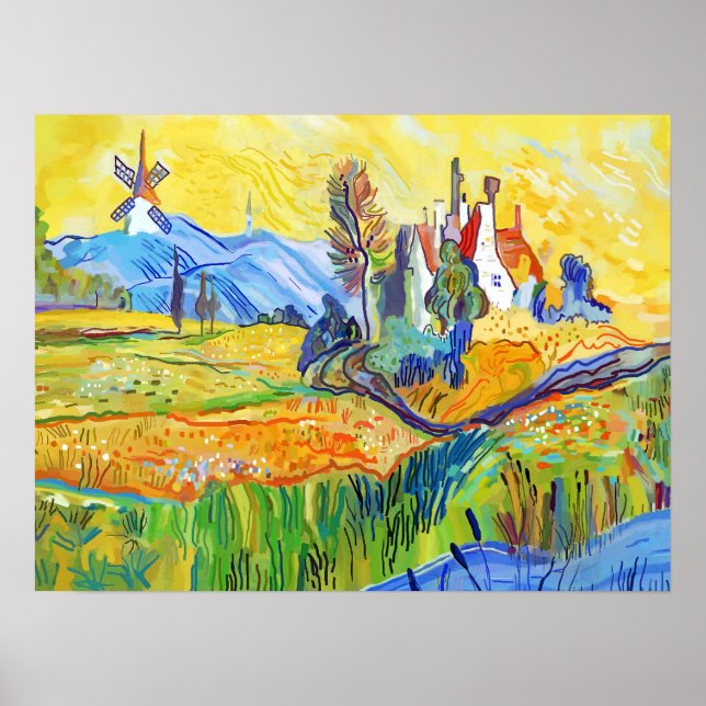 Modern Impressionist Art Summer Provence Scenery  Poster (Front)