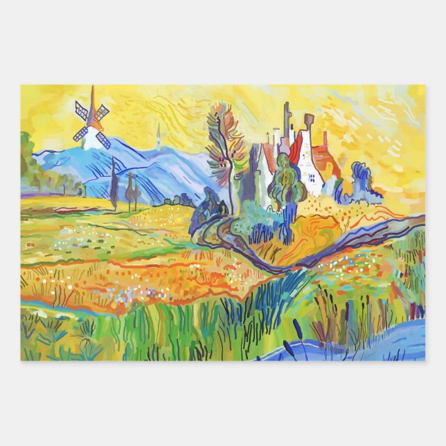 Modern Impressionist Art Summer Provence Scenery Wrapping Paper Sheet (Front)