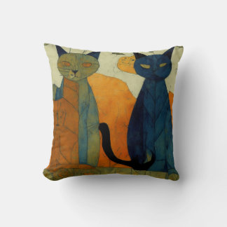 Modern Impressionist Two Cats Cushion