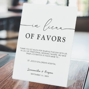 Modern In Lieu of Favours Sign   Charity Donation 