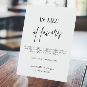 Modern In Lieu of Favours Sign   Charity Donation 