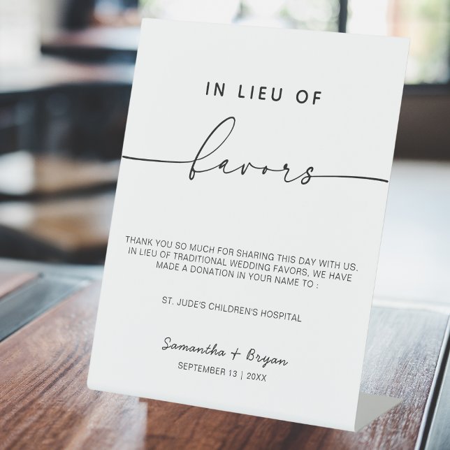 Modern In Lieu of Favours Sign | Charity Donation  (Creator Uploaded)