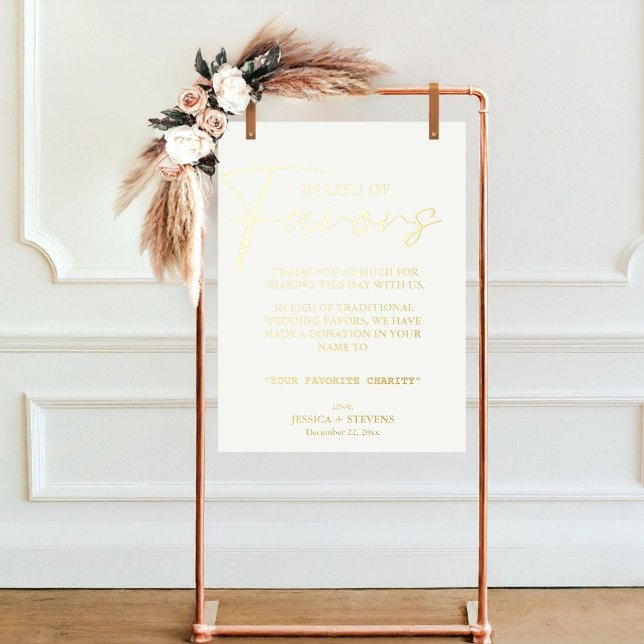 Modern in lieu of favours wedding charity donation foil prints (Creator Uploaded)
