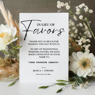 Modern in lieu of favours wedding charity donation pedestal sign