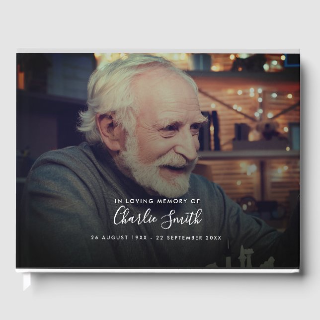 Modern In Loving Memory 2-Photo Funeral Guest Book (Front)