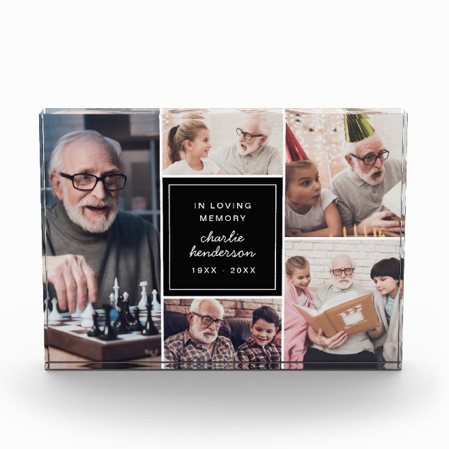 Modern In Loving Memory 5-Photo Memorial Keepsake Photo Block (Front)