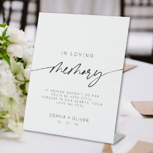 Modern In loving Memory Elegant Script Wedding  Pedestal Sign