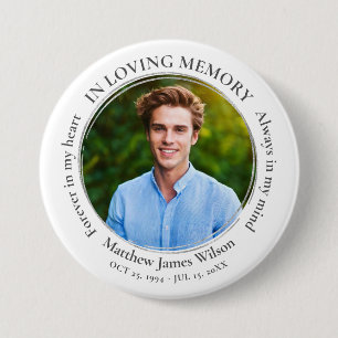 Modern In Loving Memory Memorial Funeral Keepsake 7.5 Cm Round Badge