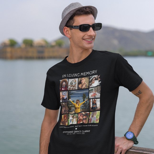 Modern 'In loving Memory' Photo Collage Memorial T-Shirt (Creator Uploaded)