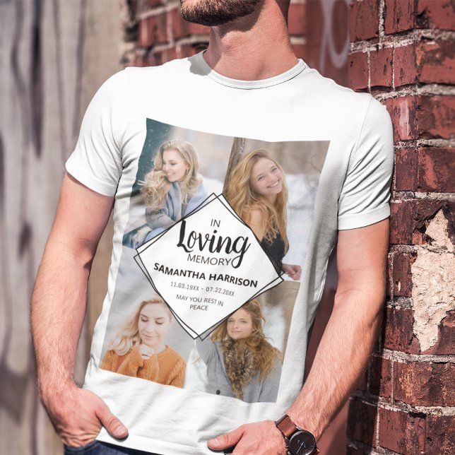 Modern In Loving Memory Photo Collage Memorial T-Shirt (Creator Uploaded)