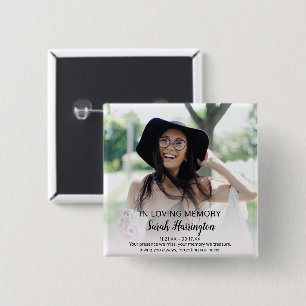 Modern In Loving Memory   Photo Memorial 15 Cm Square Badge