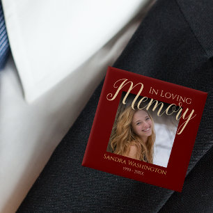 Modern In Loving Memory Photo Memorial Button