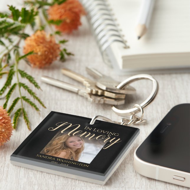 Modern In Loving Memory | Photo Memorial Key Ring (Front Right)