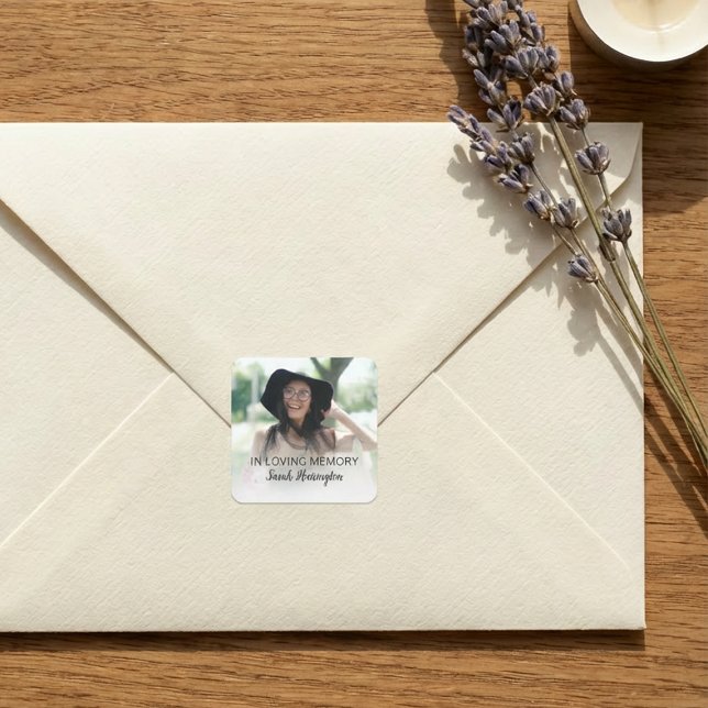 Modern In Loving Memory | Photo Memorial Square Sticker (Creator Uploaded)