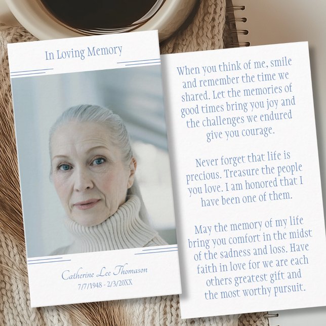 Modern In Loving Memory Photo Prayer Card (Modern In Loving Memory Photo Prayer Card
)