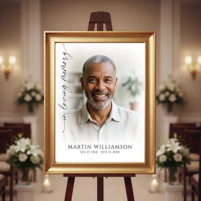 Modern In Loving Memory Photo Script Funeral Foam Poster (Creator Uploaded)