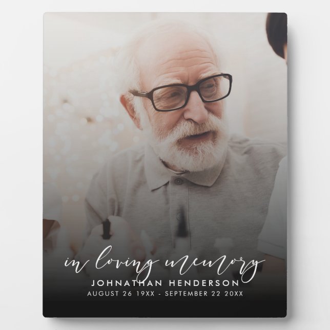Modern In Loving Memory Photo Tribute Plaque (Front)