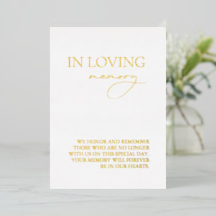 Modern In Loving Memory Simple Wedding Memorial Foil Holiday Card
