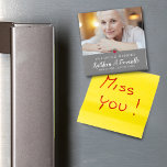 Modern In Loving Memory Sympathy Photo Magnet<br><div class="desc">A modern sympathy magnet features photo along the top with script and class font overlaying on grey. Decorative heart,  this magnet is a true keepsake.</div>