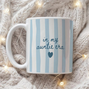 Modern "In My Auntie Era" Striped Blue Script Coffee Mug