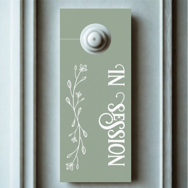 Modern In session Personalised Text Wedding Leaf Door Hanger (Modern custom text in session door hanger)