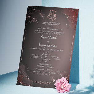 Modern Indian Hindu Wedding Ganesha Logo BW Invitation
