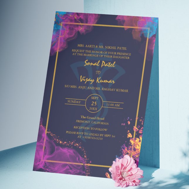 Modern Indian Hindu Wedding Ganesha Logo Invitation (Creator Uploaded)
