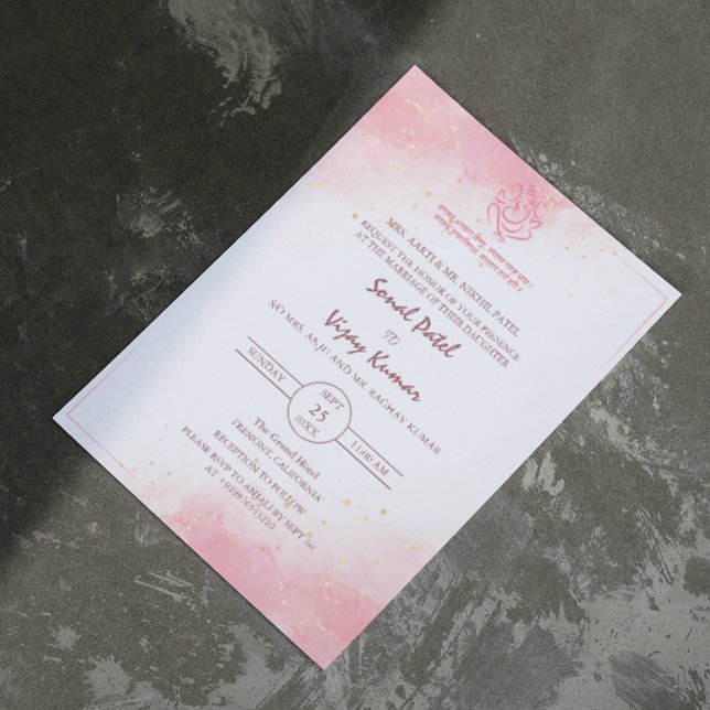 Modern Indian Hindu Wedding Ganesha Logo Minimal Invitation (Creator Uploaded)