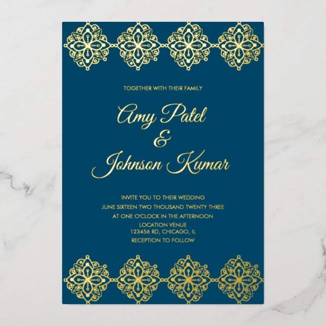 Modern Indian Mandala Border Wedding Pressed (Front)