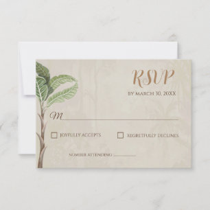 Modern Indian Pichwai theme wedding Response Card