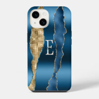 Modern Indigo Blue Agate Gold Sequins