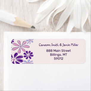 Modern Indigo Pink Flower Doodle Return Address