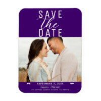 Modern Indigo Purple Save the Date Wedding Photo