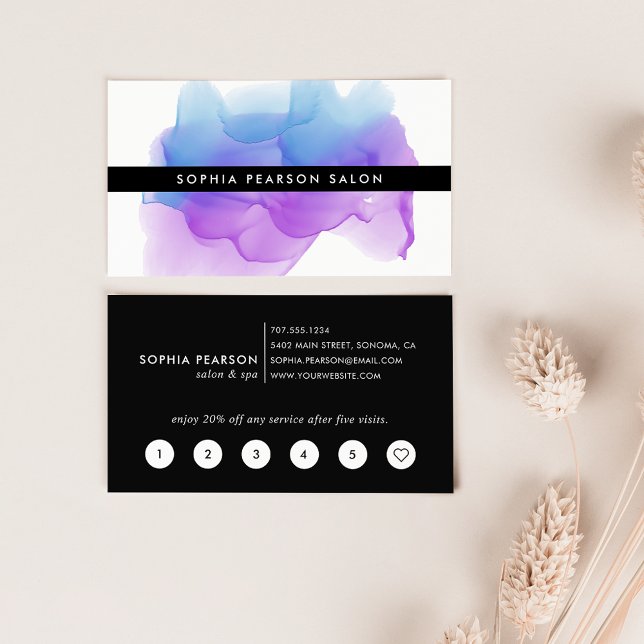 Modern Indigo Watercolor Blot Loyalty Card (Creator Uploaded)