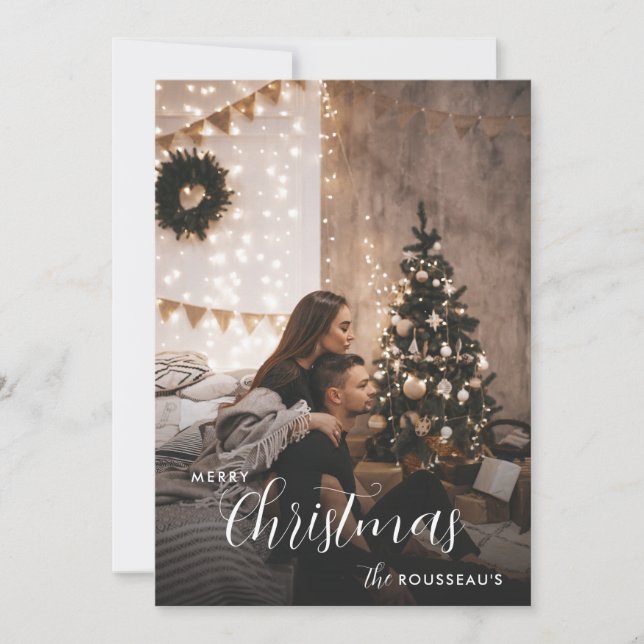 Modern Industrial Style Christmas Couple Photo Holiday Card (Front)