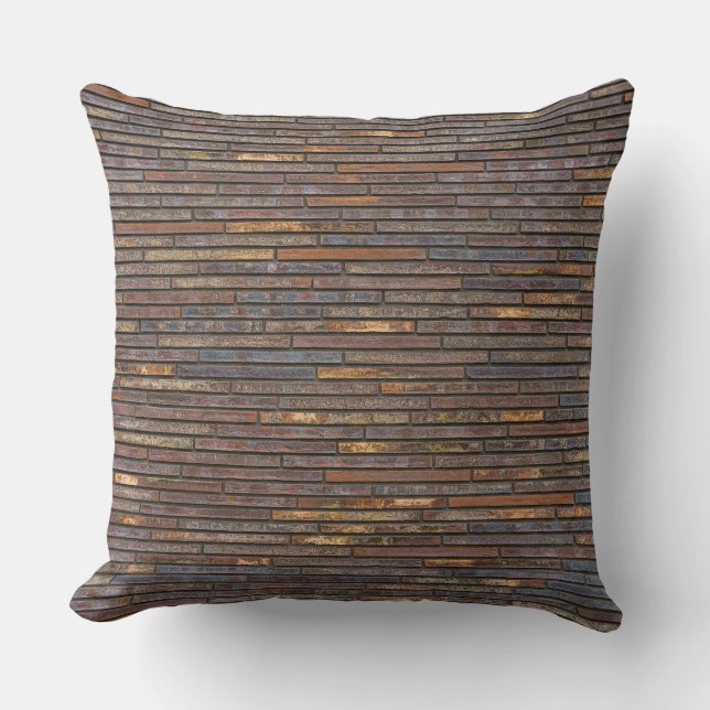 Modern Industrial Thin Brick Wall Pattern Cushion (Front)