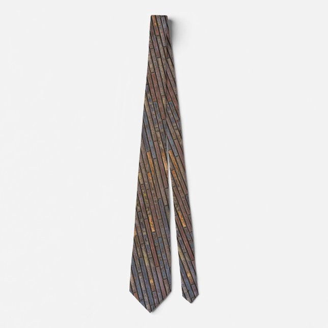 Modern Industrial Thin Brick Wall Pattern Tie (Front)