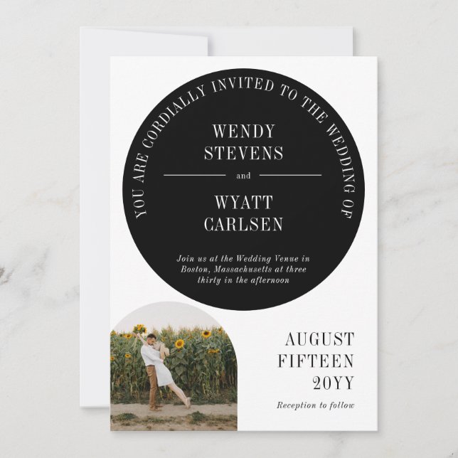 Modern Informal Arch Photo Wedding Invitation (Front)