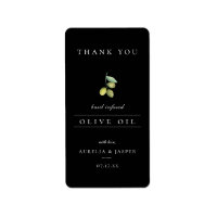 Modern Infused Olive Oil Thank You Label Black